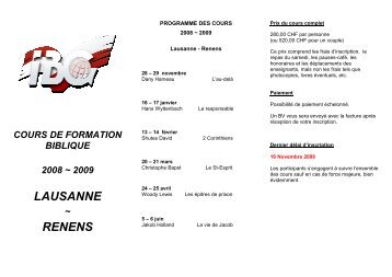 cours de formation biblique 2008 ~ 2009 lausanne ~ renens