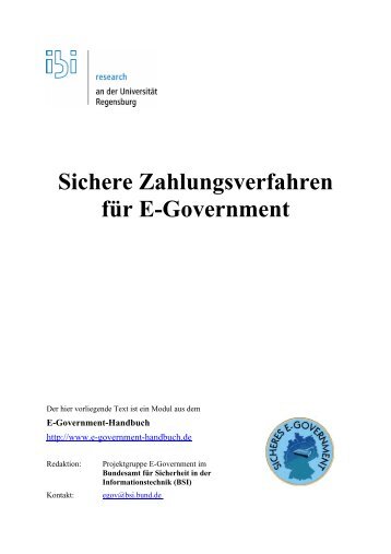 Sichere Zahlungsverfahren für E-Government - Bundesamt für ...