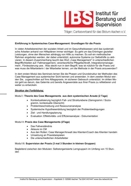 Einführung in Systemisches Case-Management - Institut für ...