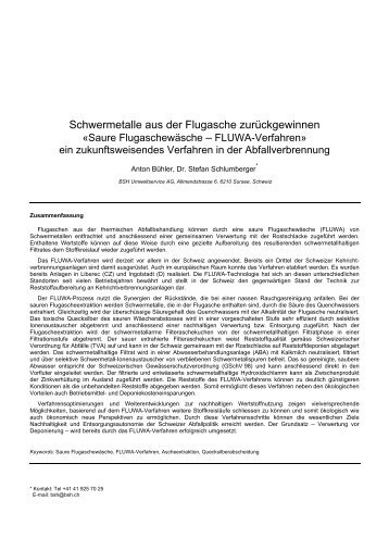 Schwermetalle aus der Flugasche ... - BSH Umweltservice AG