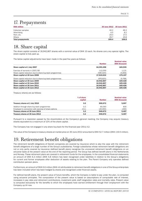ANNUAL REPORT 2011/12 - IC Companys A/S