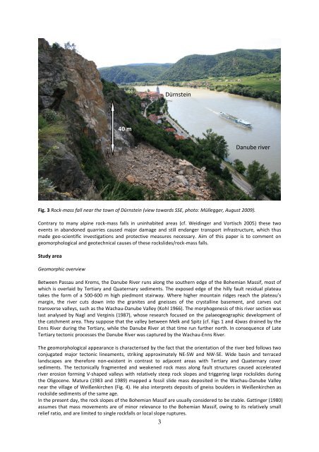 mass falls in the Wachau-Danube Valley (Bohemian Massif