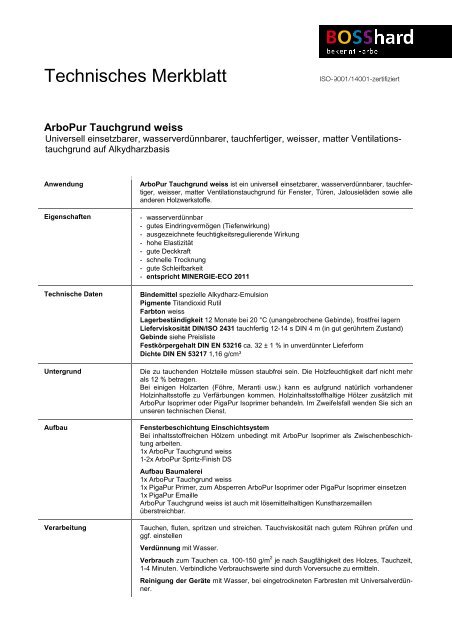 Technisches Merkblatt - Bosshard Farben