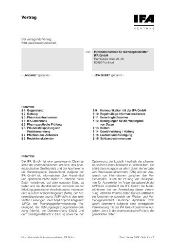 Vertrag - Informationsstelle für Arzneispezialitäten IFA GmbH