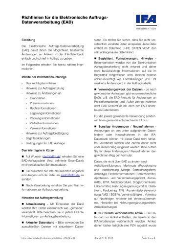 Richtlinien für EAD - Informationsstelle für Arzneispezialitäten IFA ...