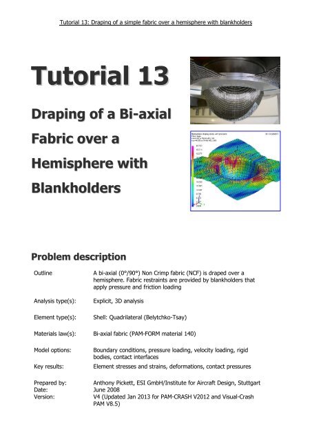 Tutorial 13 Draping Of A Bi Axial Fabric Over A Hemisphere With