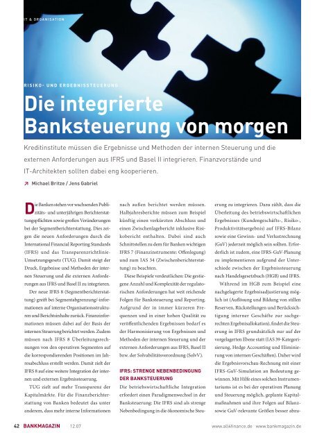 Die integrierte banksteuerung von morgen