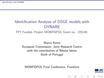 Identification Analysis of DSGE Models with DYNARE (Presentation