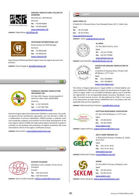 organic agriculture worldwide directory of ifoam Affiliates