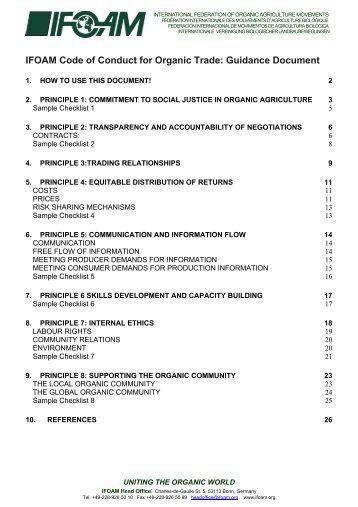 IFOAM Code of Conduct for Organic Trade: Guidance Document