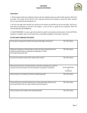 Livestock inspection form - ifoam