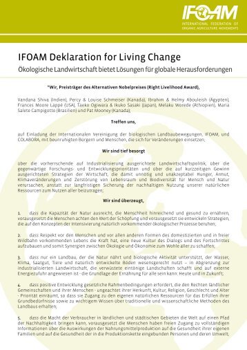 IFOAM Deklaration for Living Change