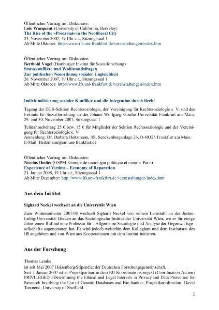 2 / 2009 - Institut für Sozialforschung Frankfurt am Main - Goethe ...