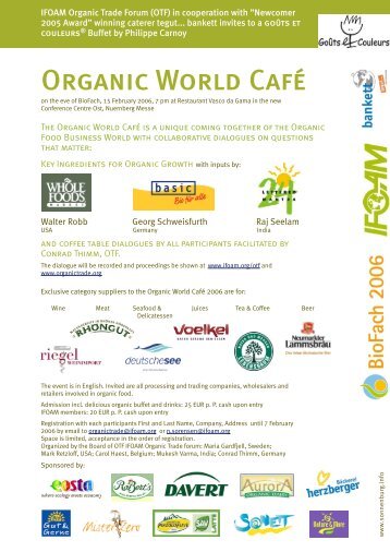 Report from the Organic World Café 2006 - ifoam