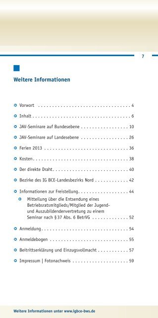 JAV Programm Landesbezirk Nord  2013 - IG BCE BWS GmbH