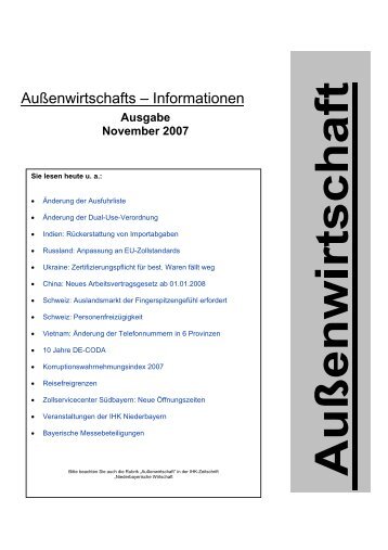 AuÃenwirtschafts â Informationen - IHK Niederbayern