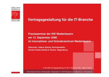 Vertragsgestaltung für die IT-Branche - IHK Niederbayern