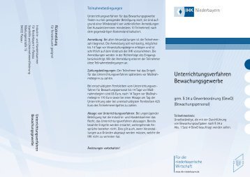 Unterrichtungsverfahren Bewachungsgewerbe - IHK Niederbayern