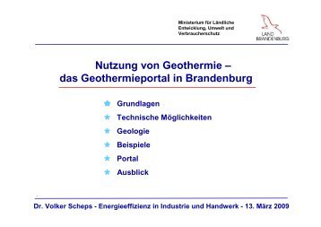 Nutzung von Geothermie â das Geothermieportal in Brandenburg