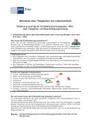 Merkblatt Tätigkeiten mit Lebensmitteln - IHK Trier