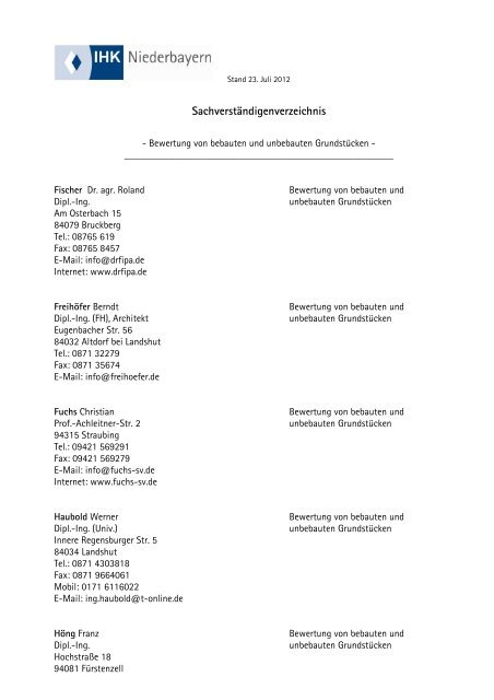 Bewertung von bebauten und unbebauten ... - IHK Niederbayern