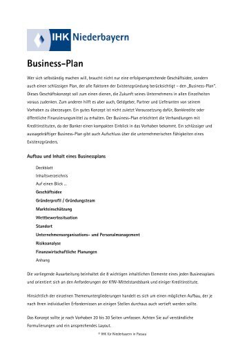Business-Plan - IHK Niederbayern