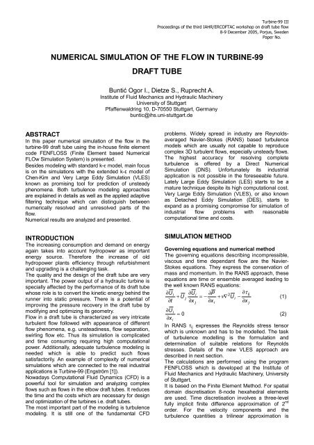 numerical simulation of the flow in turbine-99 draft tube - IHS