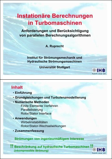 Instationäre Berechnungen in Turbomaschinen - Institut für ...