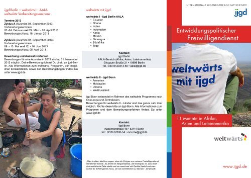 Flyer "Entwicklungspolitischer Freiwilligendienst -weltwärts" - ijgd