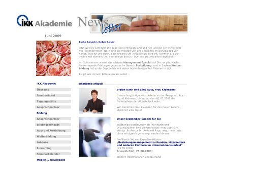 Newsletter Juni 2009 - IKK Akademie