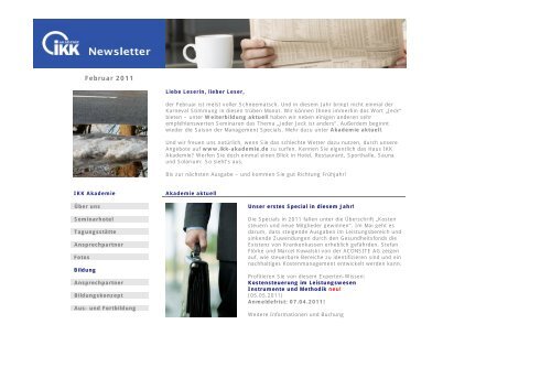 Newsletter Februar 2011 - IKK Akademie