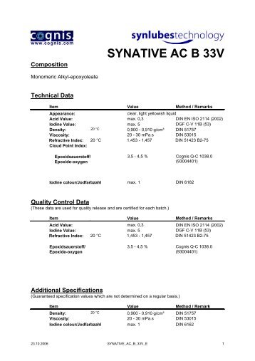 SYNATIVE AC B 33V - Ilco Chemikalien GmbH