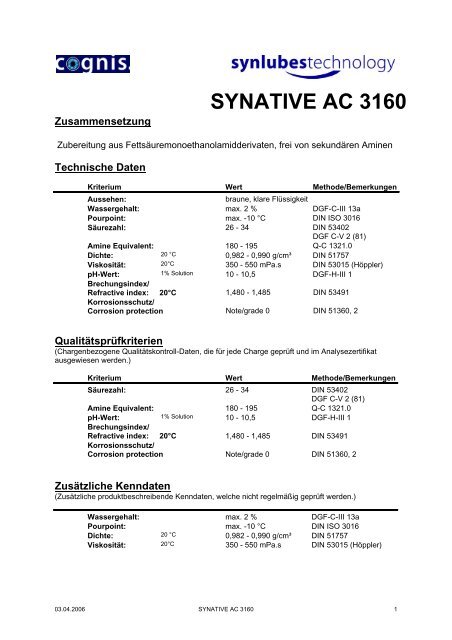 SYNATIVE AC 3160 - Ilco Chemikalien GmbH