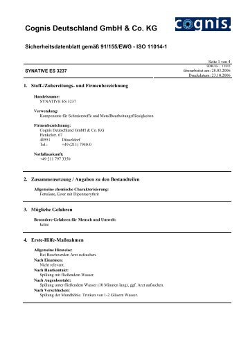 Cognis Deutschland GmbH & Co. KG - Ilco Chemikalien GmbH