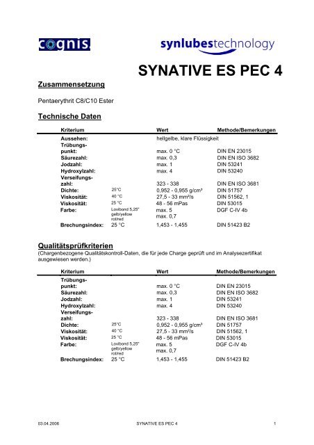 SYNATIVE ES PEC 4 PDS.pdf - Ilco Chemikalien GmbH