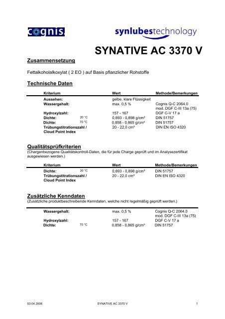 SYNATIVE AC 3370 V PDS.pdf - Ilco Chemikalien GmbH