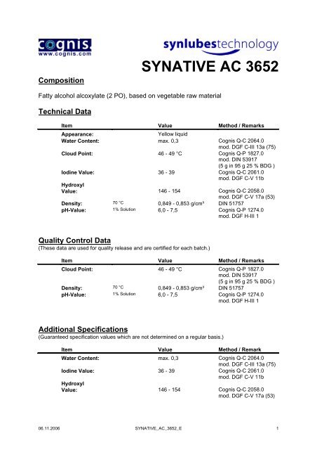 SYNATIVE AC 3652 - Ilco Chemikalien GmbH