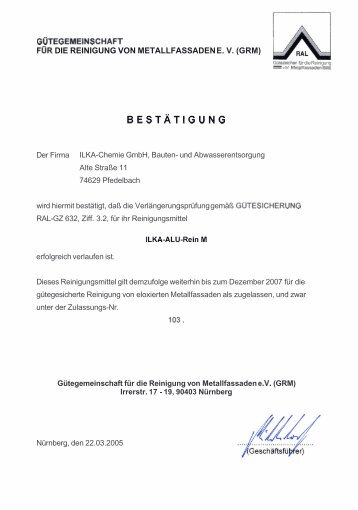 zulassungsurkunde - ILKA-Chemie GmbH