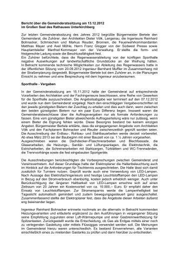 Bericht über die Gemeinderatssitzung am 13.12.2012 ... - Illerkirchberg