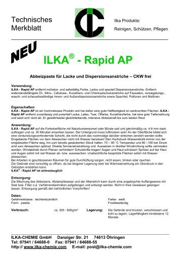 Technisches Merkblatt Ilka Rapid AP - ILKA-Chemie GmbH