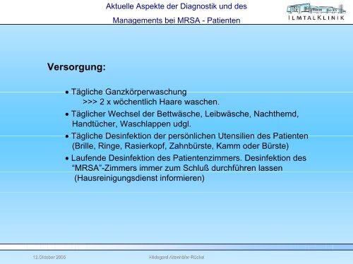 MRSA-Hygienemanagement - Ilmtalklinik Pfaffenhofen