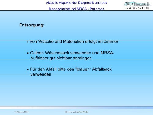 MRSA-Hygienemanagement - Ilmtalklinik Pfaffenhofen