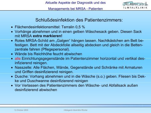 MRSA-Hygienemanagement - Ilmtalklinik Pfaffenhofen