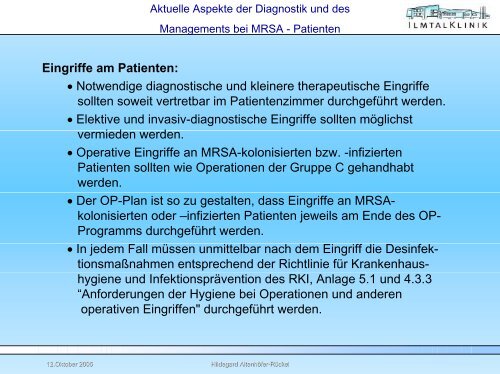 MRSA-Hygienemanagement - Ilmtalklinik Pfaffenhofen