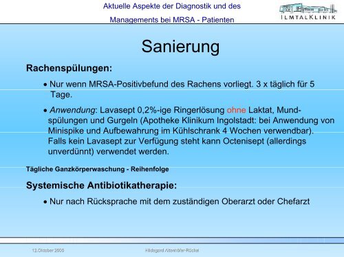 MRSA-Hygienemanagement - Ilmtalklinik Pfaffenhofen