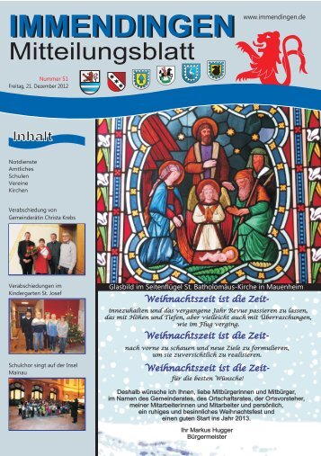 Mitteilungsblatt KW 51/52 - 21.12.2012-10.01.2013 - Immendingen