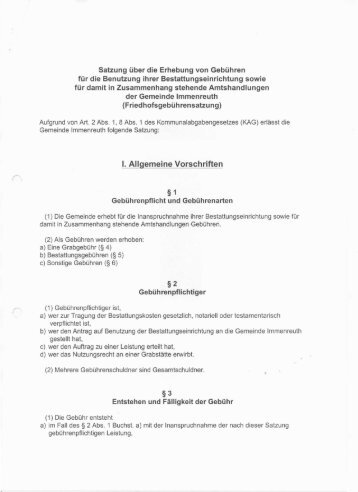 I. Allgemeine Vorschriften - Immenreuth