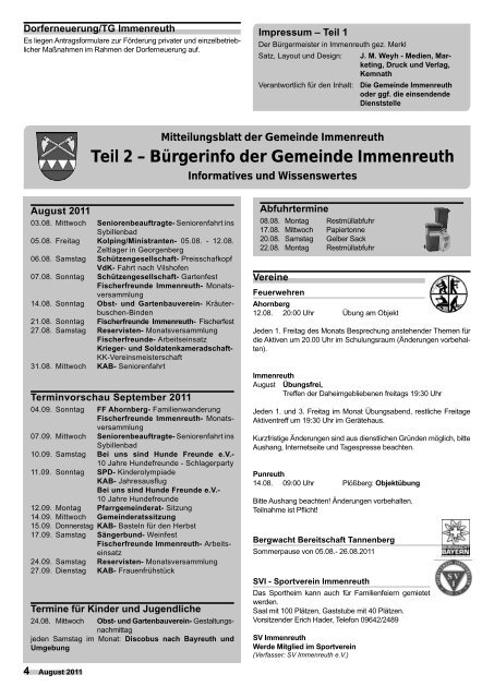 Mitteilungsblatt der Gemeinde Immenreuth