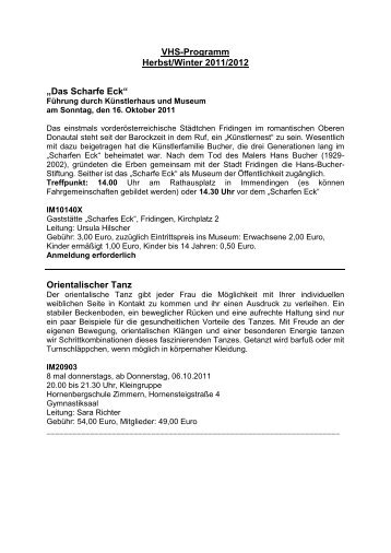 VHS-Programm Herbst/Winter 2011/2012 âDas ... - Immendingen