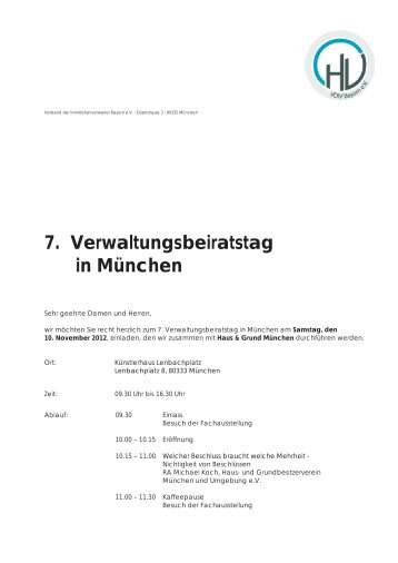 Verwaltungsbeiratstag - Verband der Immobilienverwalter Bayern eV